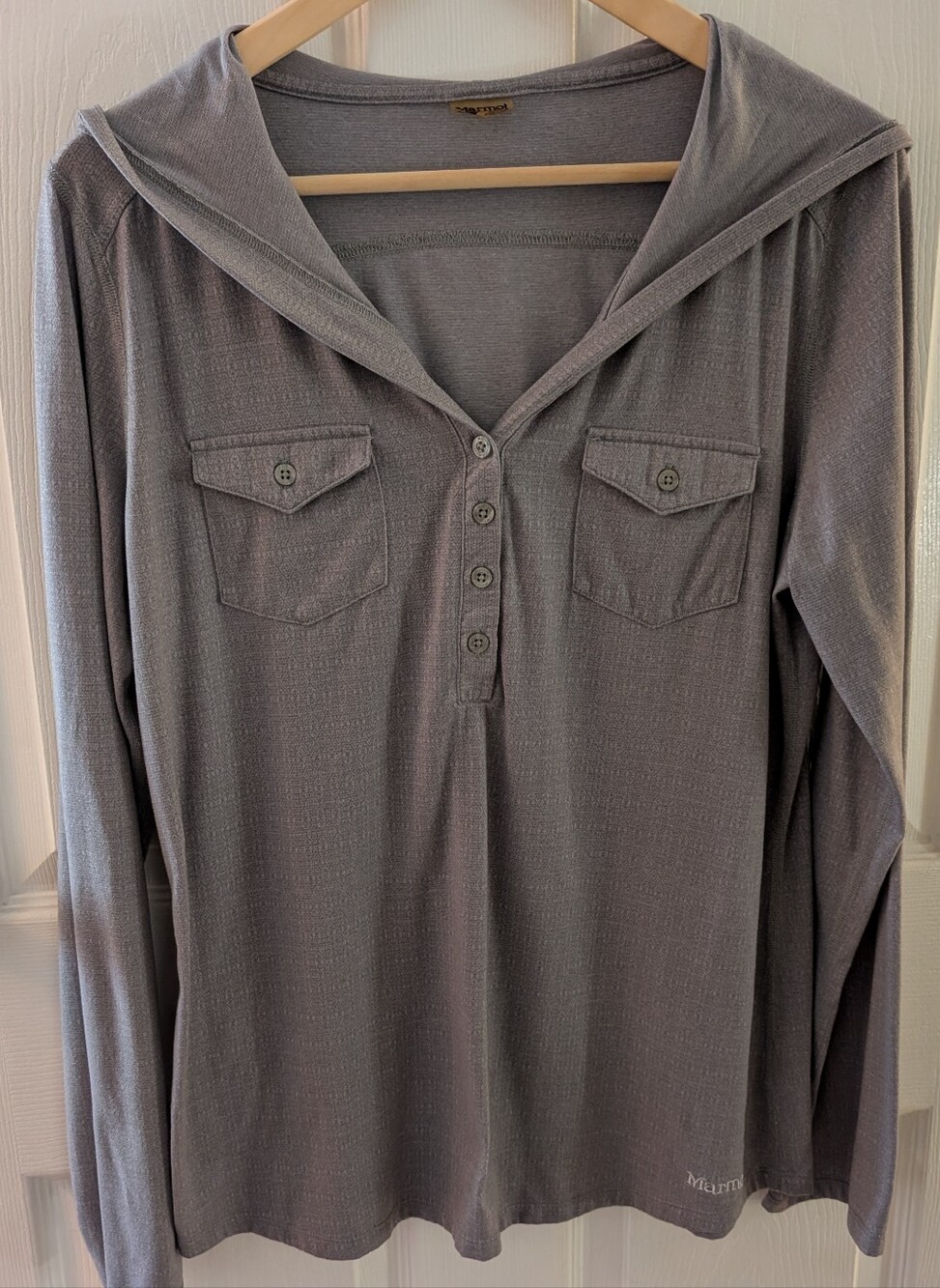 Marmot Lightweight Hooded Grey Henley Top